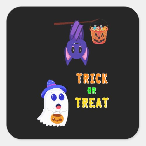 Trick Or Treat Bats Candy 31 UK October Halloween Square Sticker