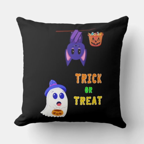 Trick Or Treat Bats Candy 31 UK October Halloween Throw Pillow