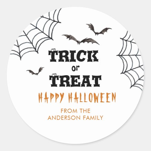 Trick or Treat Bats Halloween  Classic Round Sticker