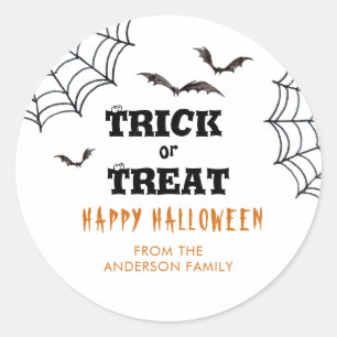 Trick or Treat Bats Halloween Classic Round Sticker