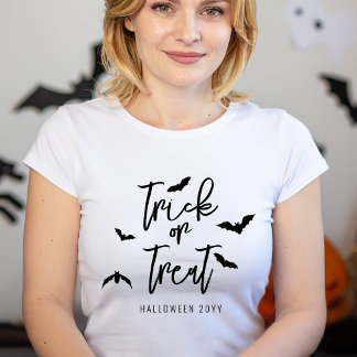 Trick or Treat Bats Typography Halloween Year T-Shirt