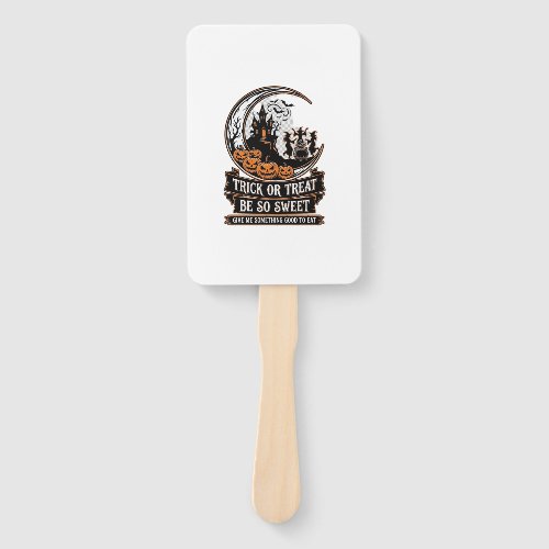 Trick Or Treat Be So Sweet Halloween Moon Witches_ Hand Fan