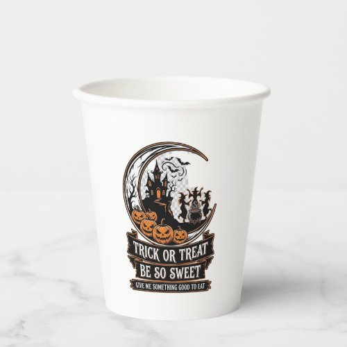 Trick Or Treat Be So Sweet Halloween Moon Witches_ Paper Cups