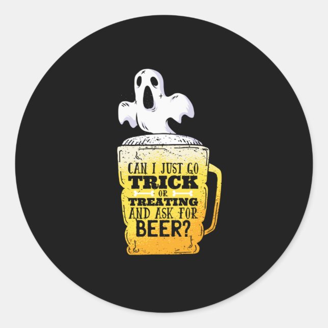 Trick or treat beer classic round sticker (Front)