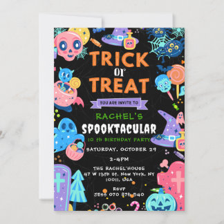 Trick or Treat Birthday, Halloween Birthday,Spooky Invitation