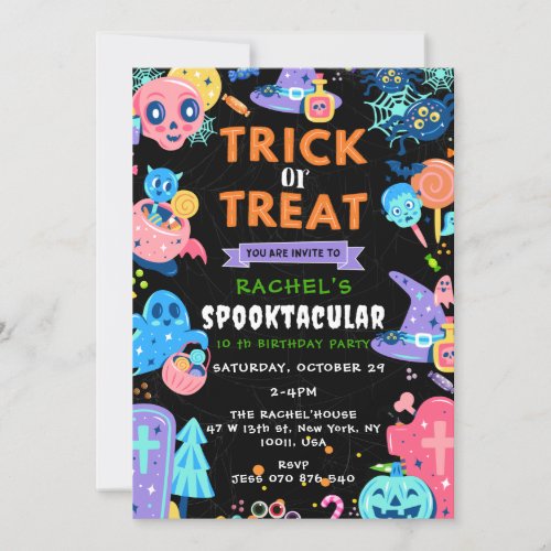 Trick or Treat Birthday Halloween BirthdaySpooky Invitation