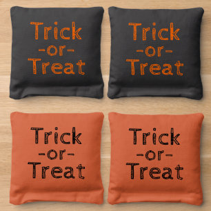 Trick-or-Treat Black and Orange Halloween Beanbags Cornhole Bags