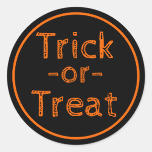 Trick-or-Treat Black and Orange Halloween Theme Classic Round Sticker