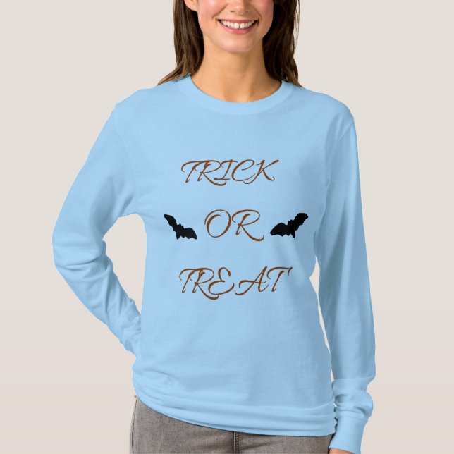 TRICK OR TREAT BLACK BLUE ORANGE  T-Shirt (Front)