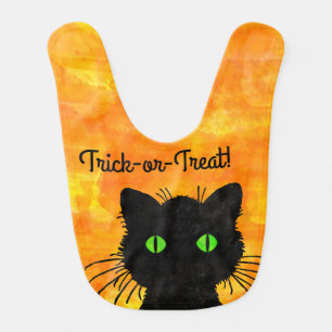 Trick-or-Treat-Black Cat  Baby Bib