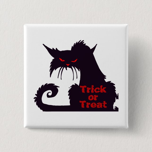 Trick or Treat Black Cat Button (Front)