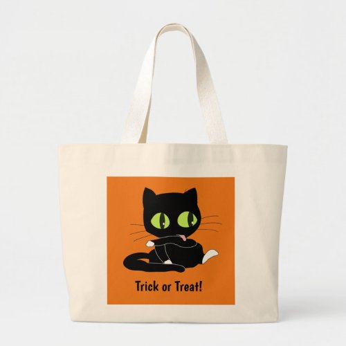 Trick or Treat Black Cat Canvas Tote