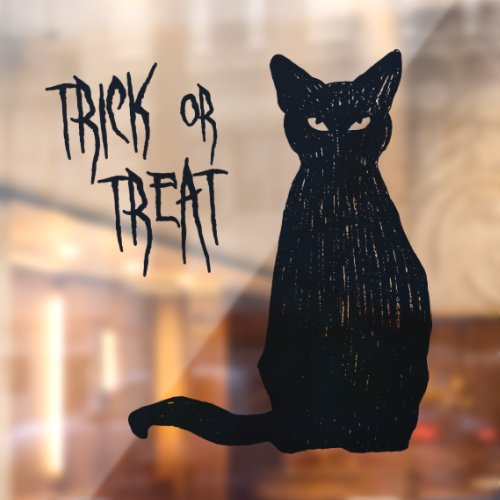 Trick or Treat _ Black Cat Silhouette Halloween  Window Cling