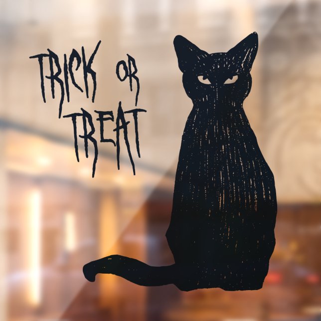 Trick or Treat - Black Cat Silhouette Halloween  Window Cling (Sheet 2)
