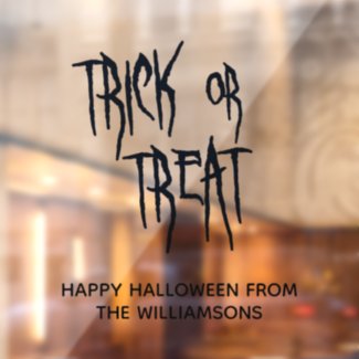 Trick or Treat - Black Cat Silhouette Halloween Window Cling