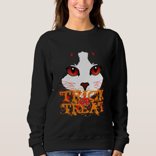Trick or Treat Black Cat Sweatshirt (Front)