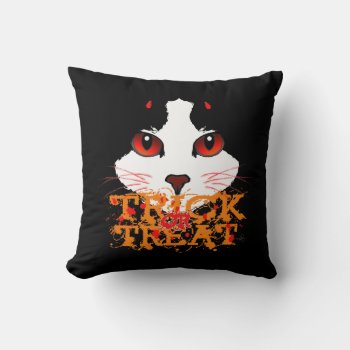 Trick Or Treat Black Cat Throw Pillow by ArtDivination at Zazzle