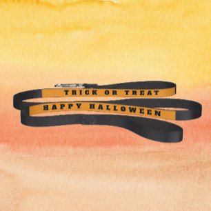 Trick or Treat Black Lettering on Orange Halloween Pet Leash