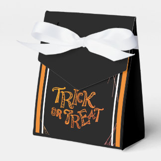 Trick or Treat Black & Orange & White Candy Bag Favor Boxes
