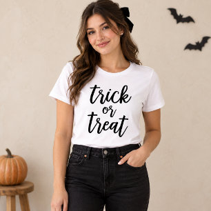 Trick or Treat Black Script Womens Halloween Tri-Blend Shirt
