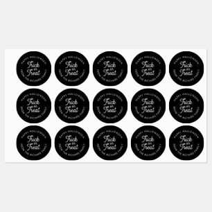 Trick or Treat Black White Halloween Personalized  Labels