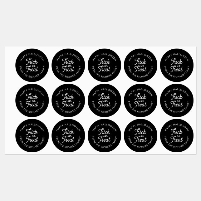 Trick or Treat Black White Halloween Personalized  Labels (Sheet)