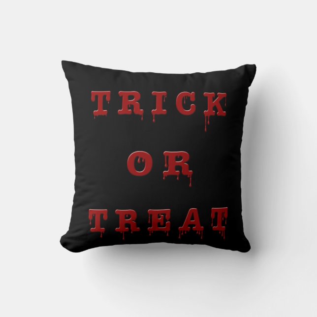 Trick or Treat  Bloody Version Throw Pillow (Front)