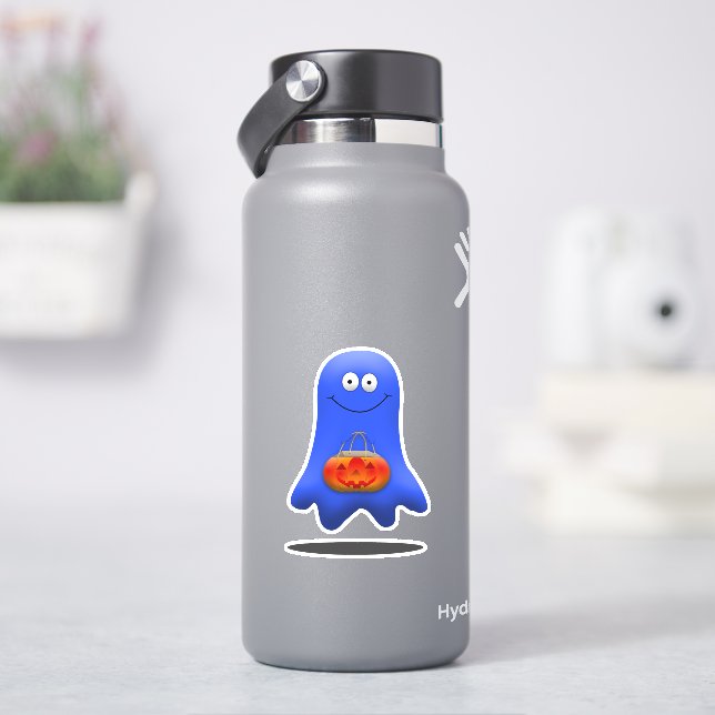 Trick or Treat Blue Ghost Halloween  Sticker (HydroFlask)