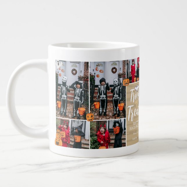 Trick Or Treat Boo Halloween Family Photo Collage Giant Coffee Mug (Left)