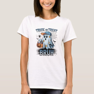 Trick or Treat Bruh Funny Halloween Ghost T-Shirt