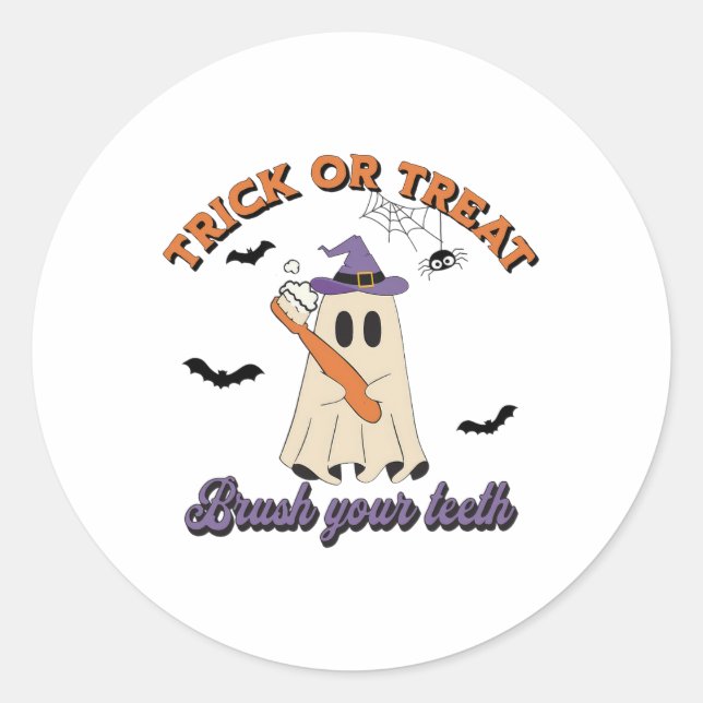 Trick Or Treat Brush Your Teeth Dental Hygienist H Classic Round Sticker (Front)