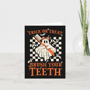 Trick Or Treat Brush Your Teeth Dentist Halloween Card