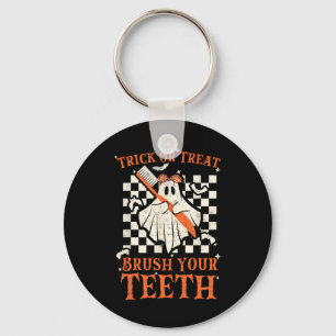 Trick Or Treat Brush Your Teeth Dentist Halloween Keychain