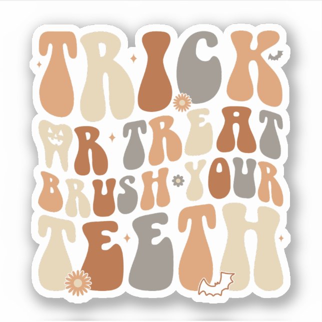 Trick Or Treat Brush Your Teeth Halloween Dentist Sticker (Front)