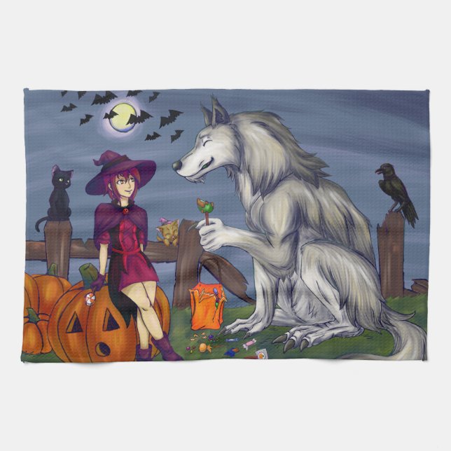 Trick or Treat Buddies Kitchen Towel (Horizontal)