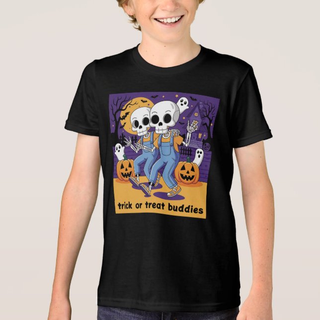 Trick or Treat Buddies Skeleton Shirt Friendship (Front)