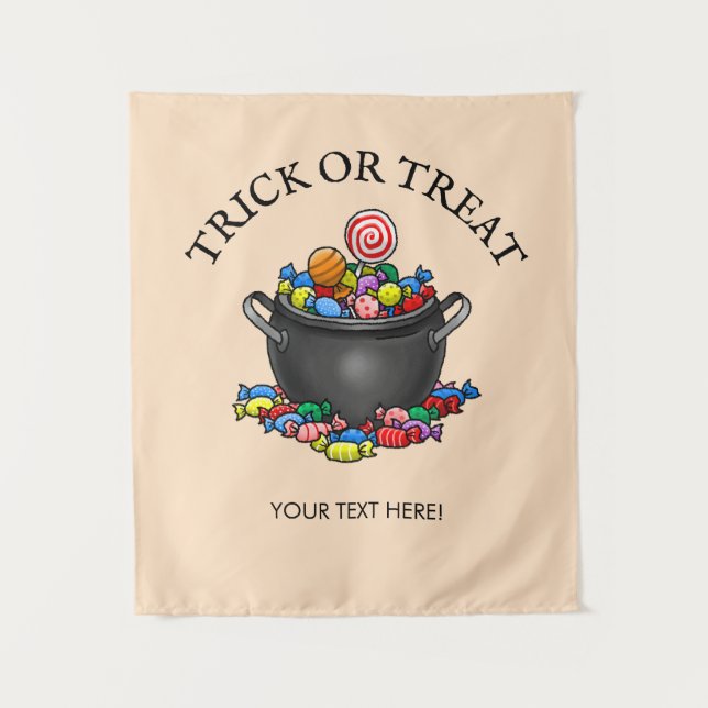 Trick or Treat Candy Cauldron Tapestry (Front)
