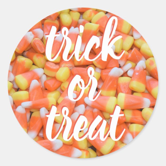 Trick or Treat - Candy Corn - Halloween Classic Round Sticker (Front)