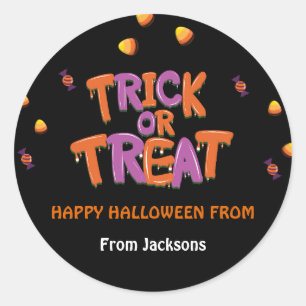Trick or Treat Candy Corn Halloween Classic Round Sticker