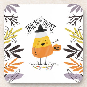 Trick or Treat Candy Corn Halloween Coaster