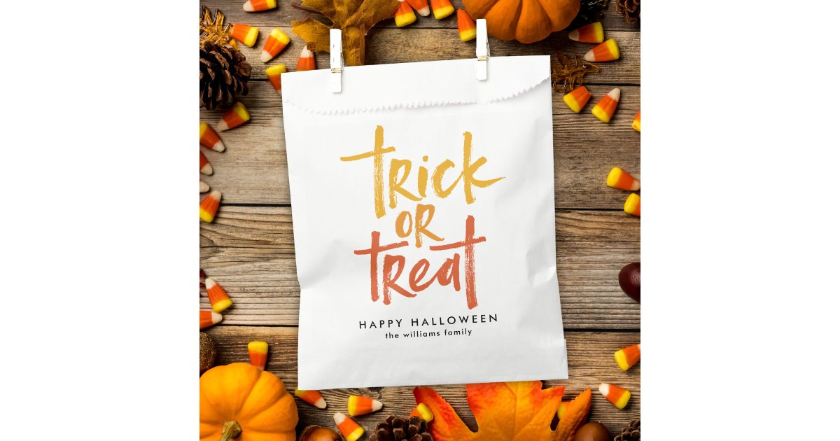Trick or Treat Candy Corn Halloween Favor Bag | Zazzle