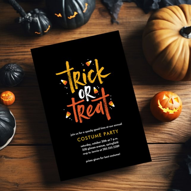 Trick or Treat Candy Corn Halloween Party Invitation (Creator Uploaded)