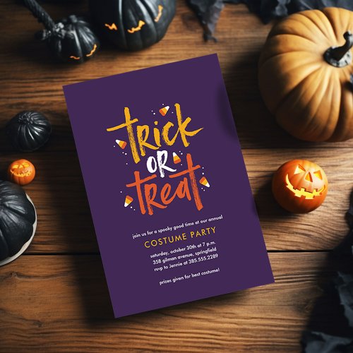 Trick or Treat Candy Corn Halloween Party Invitation