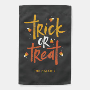 Trick or Treat Candy Corn Halloween Personalized Garden Flag