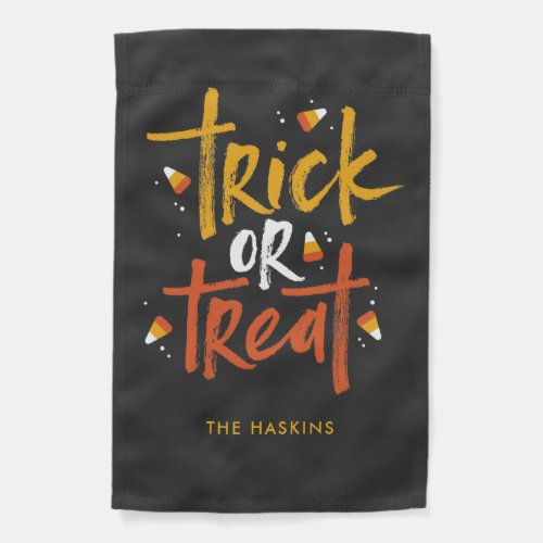 Trick or Treat Candy Corn Halloween Personalized Garden Flag