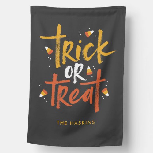 Trick or Treat Candy Corn Halloween Personalized House Flag