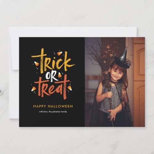 Trick or Treat Candy Corn Halloween Photo Card