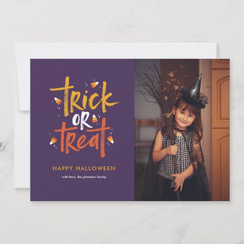Trick or Treat Candy Corn Halloween Photo Card