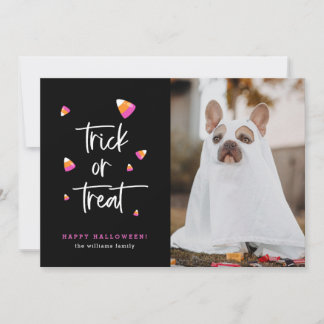 Trick or Treat Candy Corn Halloween Photo Cards