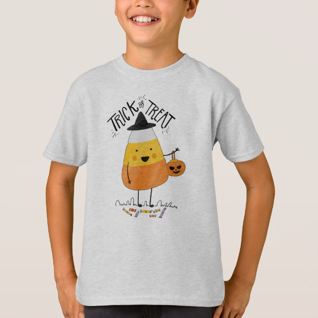 Trick or Treat Candy Corn Halloween Sleeve Shirt (Front)